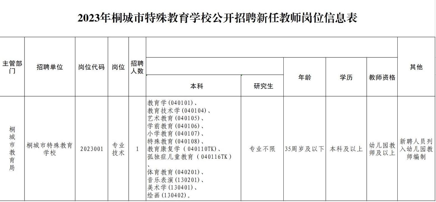 桐城市特殊教育事业单位招聘最新信息及解读